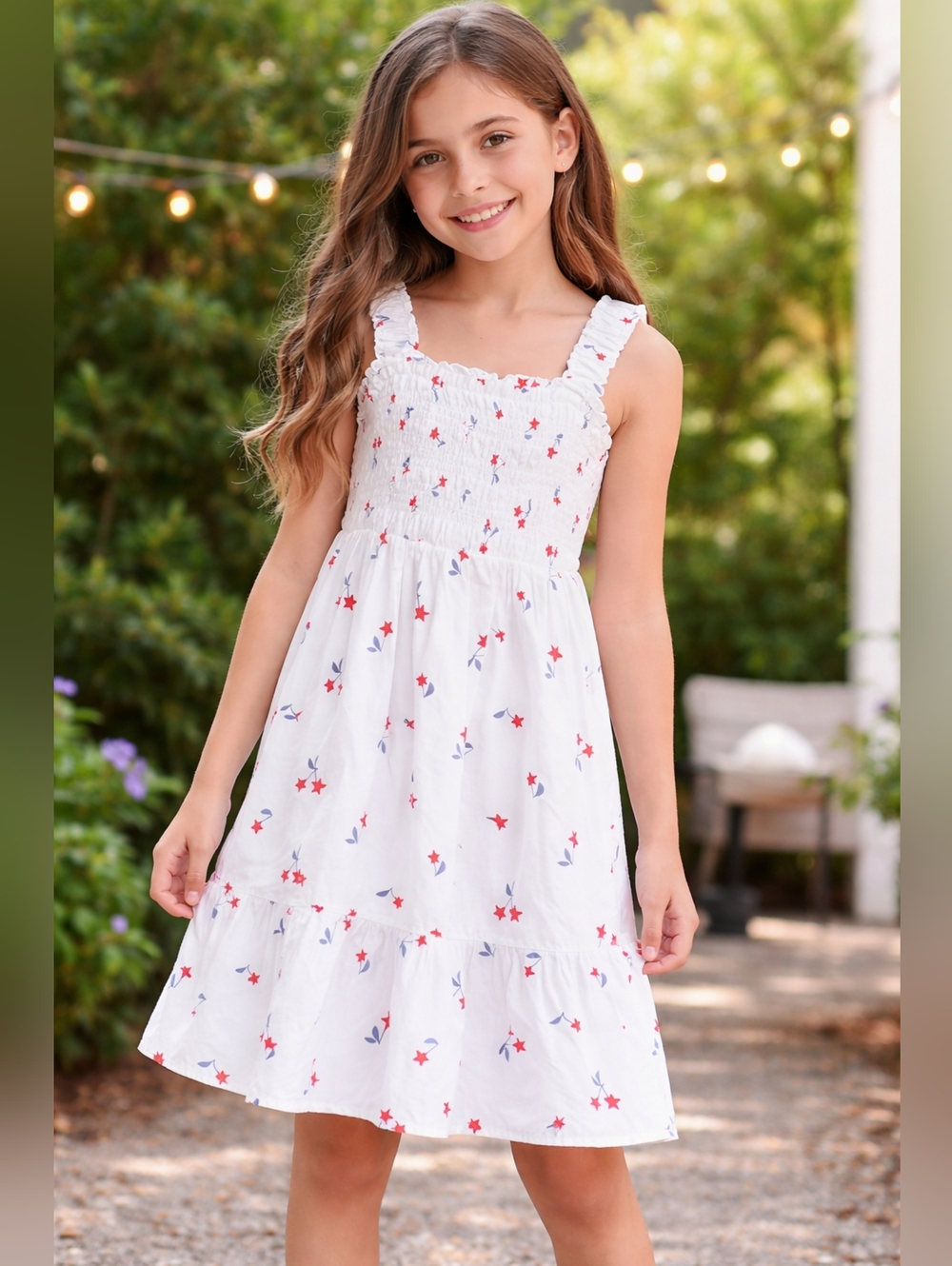 🇺🇸 Cat & Jack White Dress with Red and Blue Stars